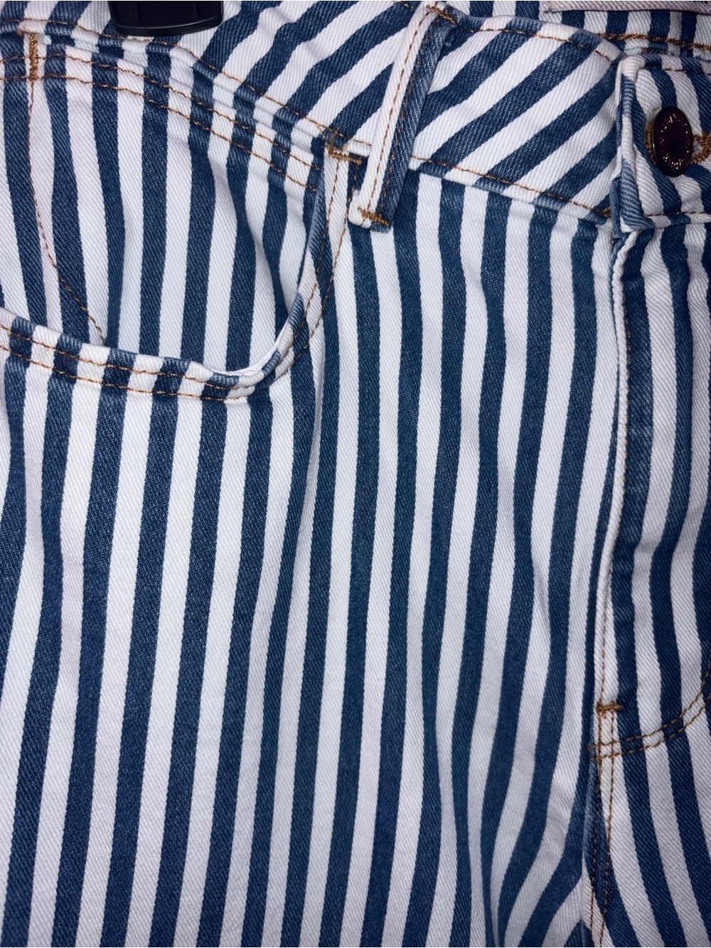 Wrangler Navy and White Vertical Stripe High-Rise Bell Bottom Jeans - Picture 6 of 6
